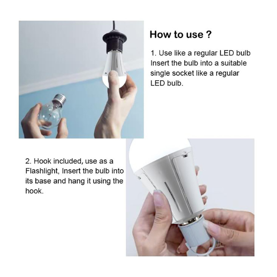 LED Emergency Light Bulbs for Home Power Failure, Work Like Normal Bulbs  Daily Daylight, Keep Light up When Power Outages Light up by Finger  Portable Flashlight - China LED Light Bulbs, Camping